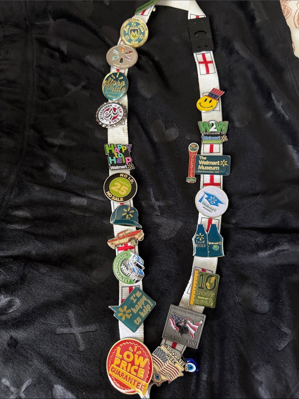 Vintage Walmart Collectible Pins with lanyard